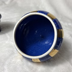 Rare Vintage Caviar Kaspia Paris Porcelain Onion Dome France Cobalt Gold