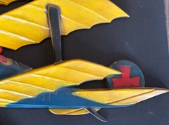 Vintage Sexton Metal Airplane Wall Art WWI Tri-Plane Aviation Decor
