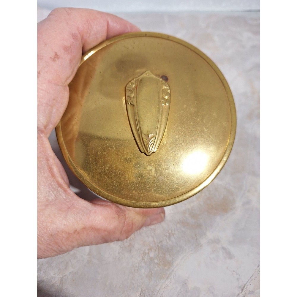 Art Nouveau Vintage Powder Jar Trinket Box Vanity Boudoir Decor As-Is