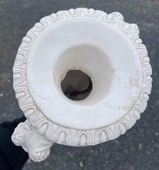 LARGE Vintage 20th C. Neoclassical Deco White Chalk / Plaster Relief Vase Urn