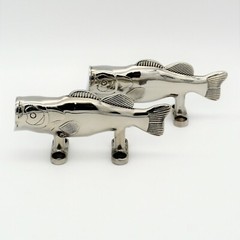 Bass Fish Shaped Boat Dock Cleat Nautical 316 Marine Stainless Steel Lot of 2