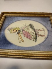 Vintage Ballerina Girls Wall Art 1951 Set of 2 Framed Matted 5″x6″