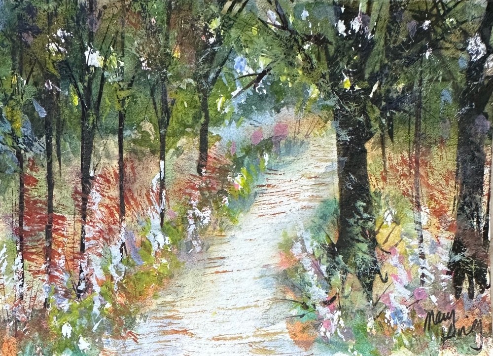 Original Watercolor ACEO Painting by Mary King – Colorful Summer Path