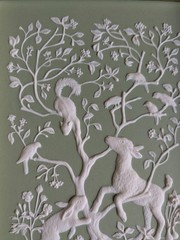 Green Wedgwood Jasperware Parian Porcelain Wall Plaque Flora and Fauna FRAMED