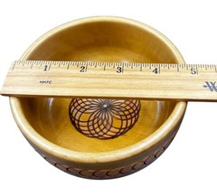 VTG Swiss Wood Bowl Hans Huggler-Wyss Brienz Switzerland Carved Folk Art Inlay