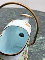 Empress Arts LTD 2000 Miniature Enamel Watering Can Bunny Rabbit Basket Vintage