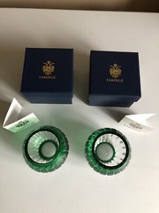 Faberge Crystal Votive Na Zdorovya Emerald Green PAIR