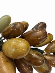 Green Brown Jade Grape Cluster Jade Stone Leaves MCM Decor Mid Century Art Deco
