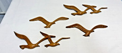 4 VTG HOMCO Home Interiors Seagulls 1981 Faux Wood Wall Art Plaques Flying Bird