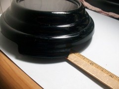 Vintage black art glass Fenton display base stand 3 footed 1 3/4″ tall Excellent