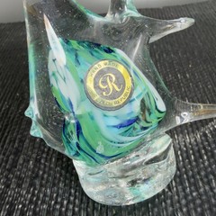 Vintage Czech Republic Hand Made Art Glass Figurine Fish Figure Hand Blown Glass