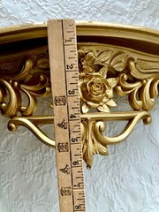 Vintage ’60’s Syroco Gold Wall Shelf Ornate Roses 19″ Wide Wall Decor #3025