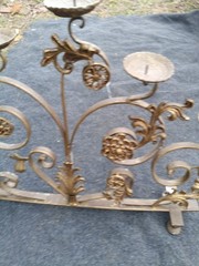 WROUGHT IRON CANDELABRA. RARE. HEAVY. FIVE CANDLES. 37 IN WIDE! 30 Lb? Italian?