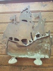 Vintage Nautical Cast Aluminum Clipper Ship Doorstop Valcast 12 1/2” Mancave