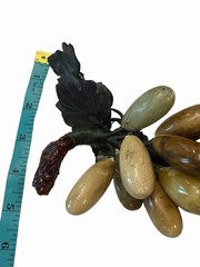 Green Brown Jade Grape Cluster Jade Stone Leaves MCM Decor Mid Century Art Deco