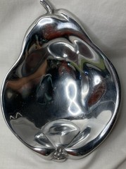 Laura Ashley Vintage Y2K 2000 Shiny Metal Pear Shaped Dish Trinket Footed Tray