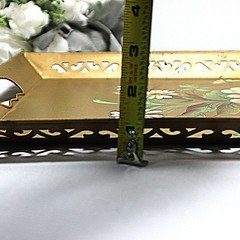 Large Vintage 22.5″ Metal Toleware Tray With Hand Painted Flowers Pilgrim Arts