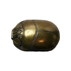 Vintage Solid Brass Egyptian Scarab Beetle Hieroglyphics Base Paperweight Heavy