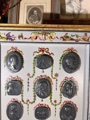 Renaissance Revival Grotesche Painted Frame With Neoclassical Grand Tour Intagli