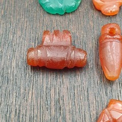 10 Antique Middle Eastern Mix Carnelian Agate & Jasper Amulet Beads