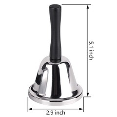MROCO Loud Hand Bell, Silver Steel Bells for Adults, 1 Count,
