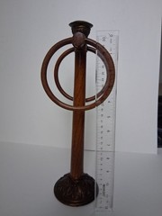 Vintage Wooden Display Stand with Double Rings — Ornate Base, 14” Tall