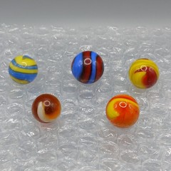 .57″-.72″ Vintage Akro Agate Corkscrew Marble Lot of 5 (Good)- #Q144