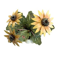 Vintage Italian Tole Sunflower Flower / Floral Arrangement Toleware Plant
