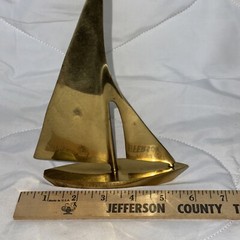 Vintage Brass Sailboat Modernist Design Mid Century Modern 71/2″ Tall