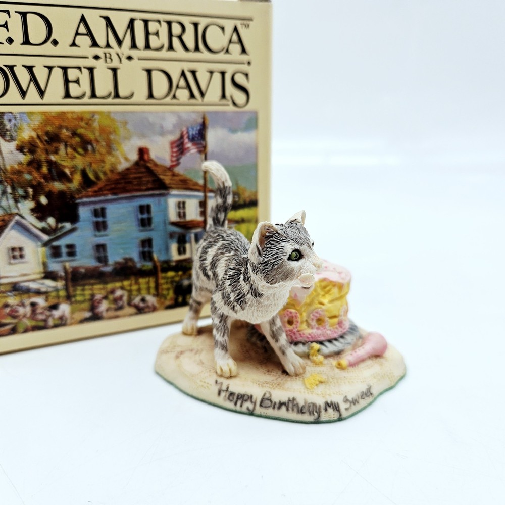 Lowell Davis Happy Birthday My Sweet Cat Figurine America Schmid 3″ in Box