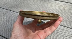 Antique Floral Needlepoint Brass Glass Footed Dish/trinket 5” Round