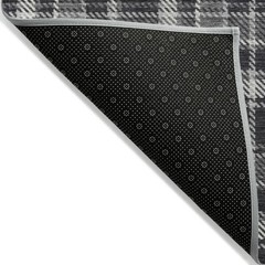 9′ X 12′ Black Gray and White Plaid Washable Non Skid Rug