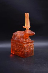 Rare Ancient Egyptian Antique Statue God Sobek Crocodile Amber Stone Egypt BC