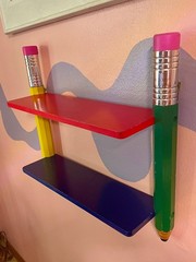 Vintage 1980’s Pierre Sala Big Pencils Wall Shelf Primary Colors 80’s Retro