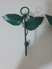 Vintage Italian Tole Toleware Flower Wall Hooks Mid Century