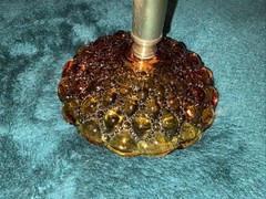 VINTAGE AMBER GLASS COPPER & BRASS ” SCALES OF JUSTICE” MID CENTURY RETRO