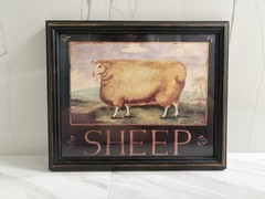VTG Carousel Unlimited Sheep Framed Wall Art Farmhouse Country Decor Made in USA