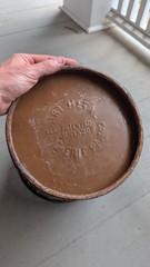 Vintage 1909 Erie Art Metal Co. Trash Waste Paper Basket Metal Slotted RARE
