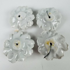 Chive France Collection Limoges Gray White Ceramic Flowers Set of 4 Vintage #8