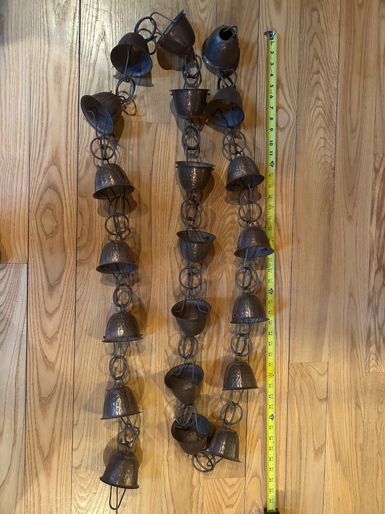 10 FT RAINCHAIN arts & crafts copper downspout vtg garden gutter art bell chain