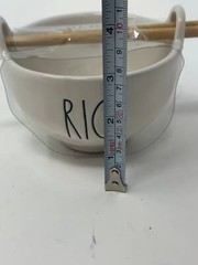 Rae Dunn classic white asian style RICE bowl with chopsticks, Rae dunn classic