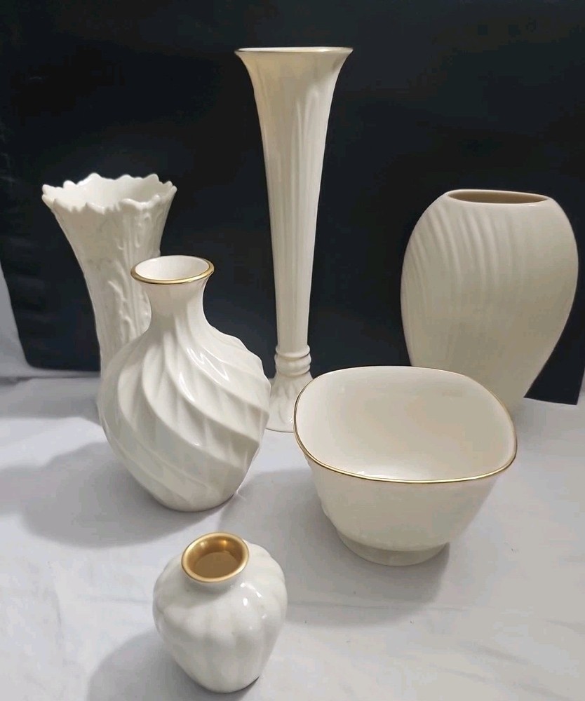 Lenox Vases 24kt Gold Made in USA Lot of 6 pcs