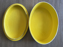 VTG PAMELA FERRARI 1993 FOR NEIMAN MARCUS LIDDED COLORFUL OVAL BOWL SIGNED