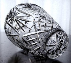 GORGEOUS VINTAGE 1950’s VAL St. LAMBERT CLEAR CUT HOBSTAR HEAVY CRYSTAL VASE