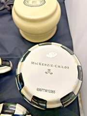 Mackenzie-Childs Courtly Check Serving Pieces and Yellow Enamel Lot