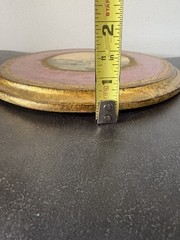 VTG Gold Gilt Italian Florentine Wood Oval Wall Picture Plaque Venice Pink Art