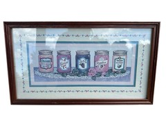 Vintage Home Interiors Framed Picture Art Jam Jellies Preserves Cottage Core