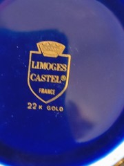 Limoges Castel French Porcelain Blue & gold Collection 10 Piece Set Miniature