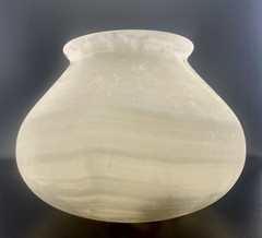 VTG MCM Handcarved Egyptian Translucent Alabaster Stone Pot / Bowl
