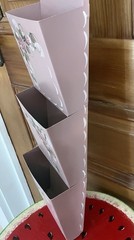 Vtg Metal Letter Wall 3 Pocket Pink Tole Painted Roses & Signed
